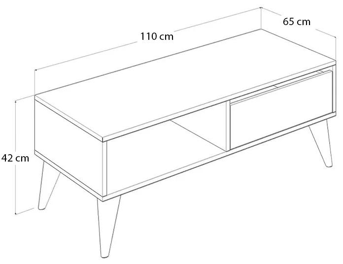 Τραπεζάκι σαλονιού Slide Megapap από μελαμίνη χρώμα λευκό 110x65x42εκ.