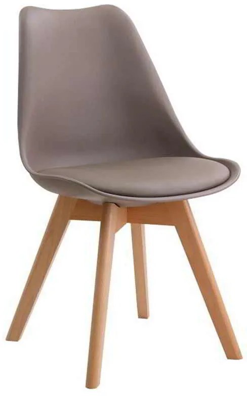 Καρέκλα MARTIN PP Sand Beige (Ξύλινο πόδι) 49x57x82cm (Σετ 4 ΤΕΜ)