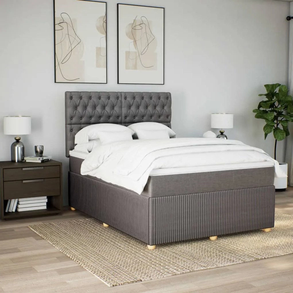 ΚΡΕΒΑΤΙ BOXSPRING ΜΕ ΣΤΡΩΜΑ TAUPE 140X190 ΕΚ. ΥΦΑΣΜΑΤΙΝΟ 3294362