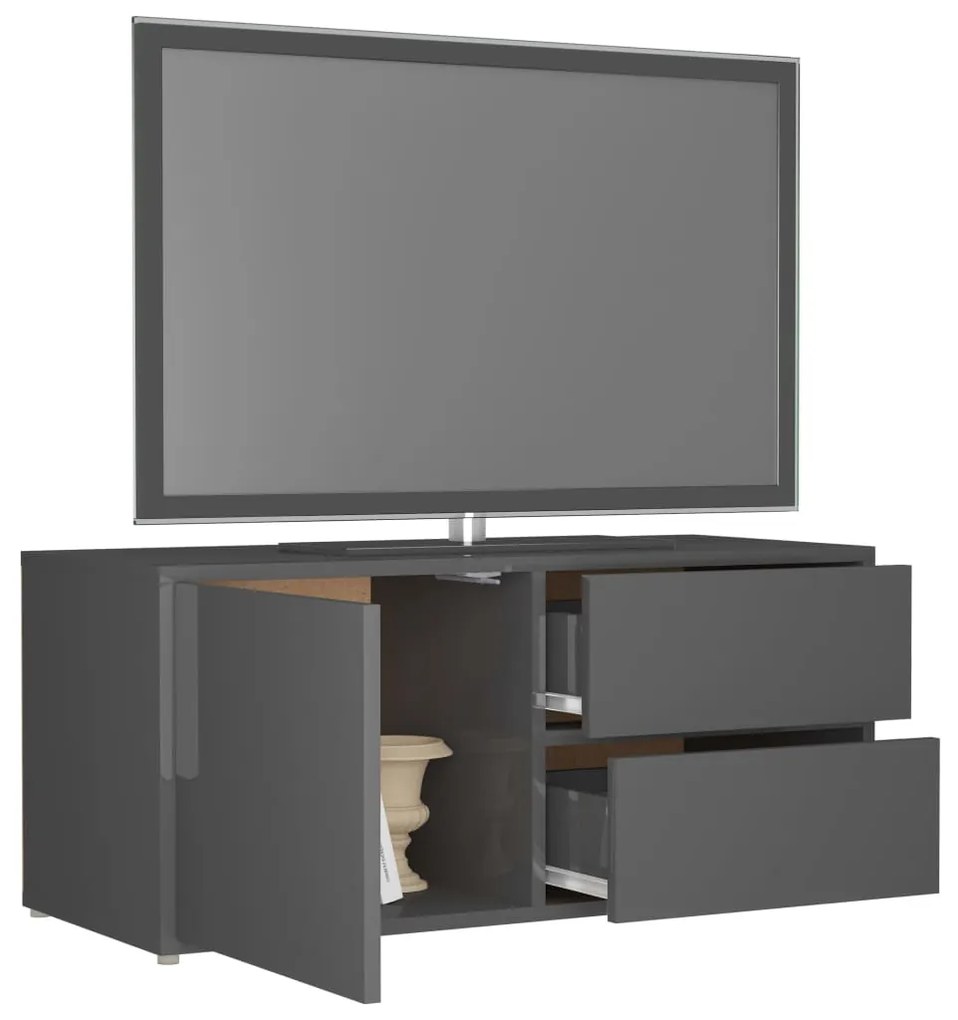 vidaXL Έπιπλο Τηλεόρασης Γυαλιστερό Γκρι 80x34x36 εκ. Μοριοσανίδα