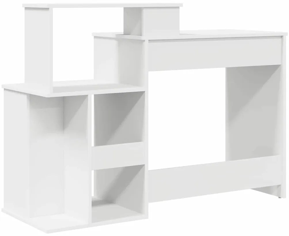 vidaXL Γραφείο με ράφι Λευκό 120,5 x 44 x 88,5 εκ Επεξεργασμένο ξύλο