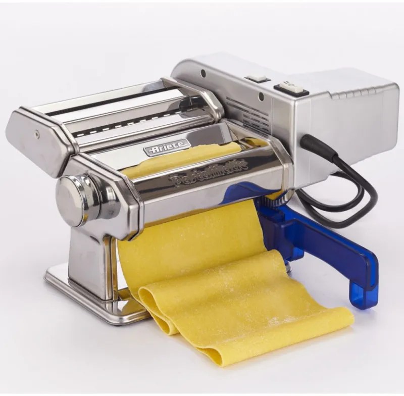 Ηλεκτρική μηχανή ζυμαρικών Ariete PASTAMATIC 1593/00, 90W, 2 ταχύτητες + παλμός, 9 επίπεδα πάχους, 5 σχήματα, Inox