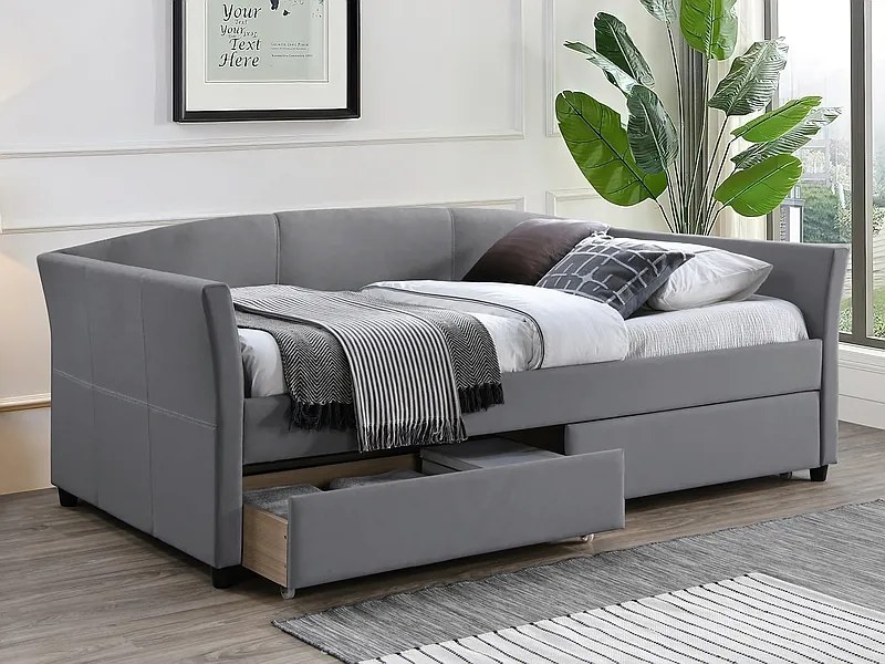 ŁÓŻKO LANTA VELVET 90X200 SZARY/CZARNY TAP. 142 DIOMMI-80-3711