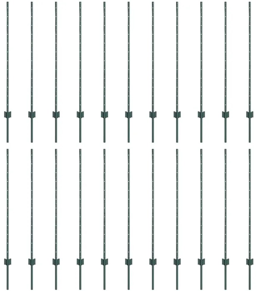 vidaXL Πό posts φράχτη 22 pcs Πράσινο 160 cm Ατσάλι