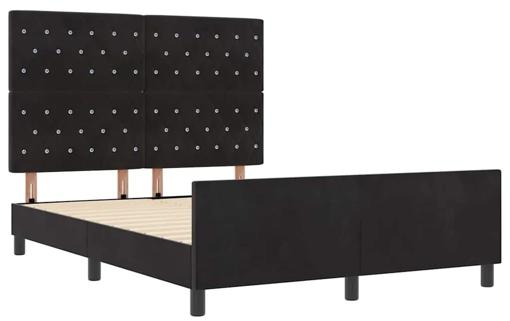 vidaXL Σκελετός Κρεβατιού με κεφαλάρι Μαύρο 160 x 200 cm Βελούδο