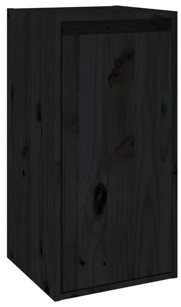Ντουλάπια Τοίχου 2 τεμ. Μαύρα 30x30x60 εκ από Μασίφ Ξύλο Πεύκου - Μαύρο
