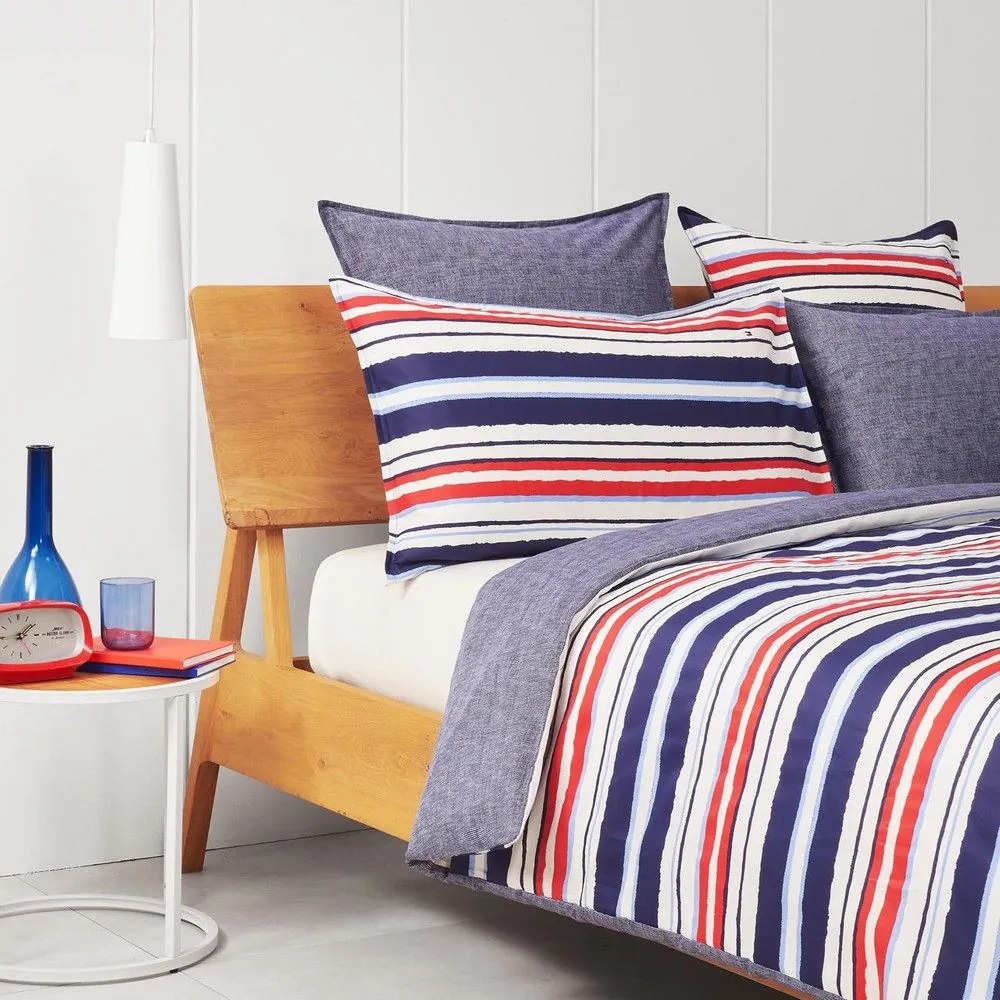Παπλωματοθήκη Surf Club 684936 Blue-Red Tommy Hilfiger Υπέρδιπλo 100% Cotton Satin