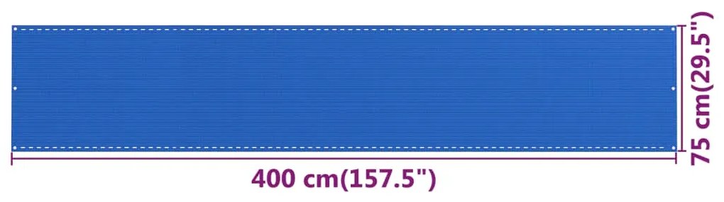 vidaXL Διαχωριστικό Βεράντας Μπλε 75x400 εκ. από HDPE