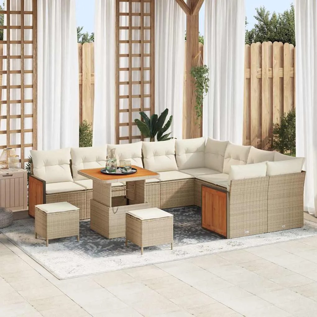vidaXL Σετ Καναπέ Κήπου 12 pcs Μπεζ, Κρέμα 80 x 80 x 71 cm