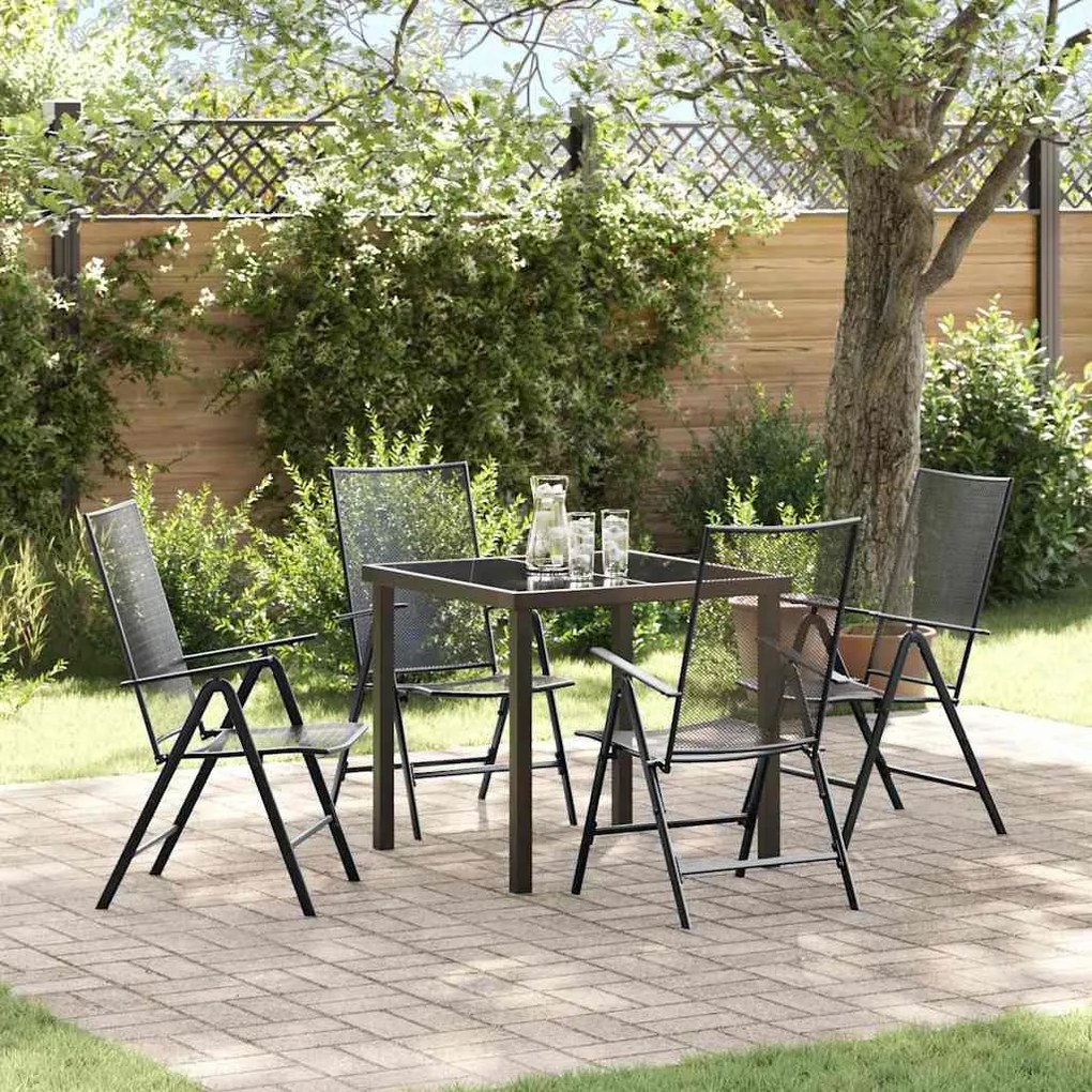 vidaXL Σέτ φαγητού για κήπο Πτυσσόμενος 5 pcs Ανθρακί Ατσάλι