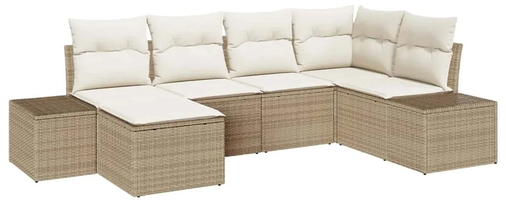 vidaXL Σετ Καναπέ Κήπου με μαξιλάρι 6 pcs Μπεζ και Κρεμ. Πολυ ράταν