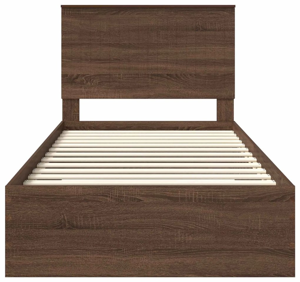 vidaXL Σκελετός Κρεβατιού Καφέ Δρύινο και Ασημί 100 x 200 cm