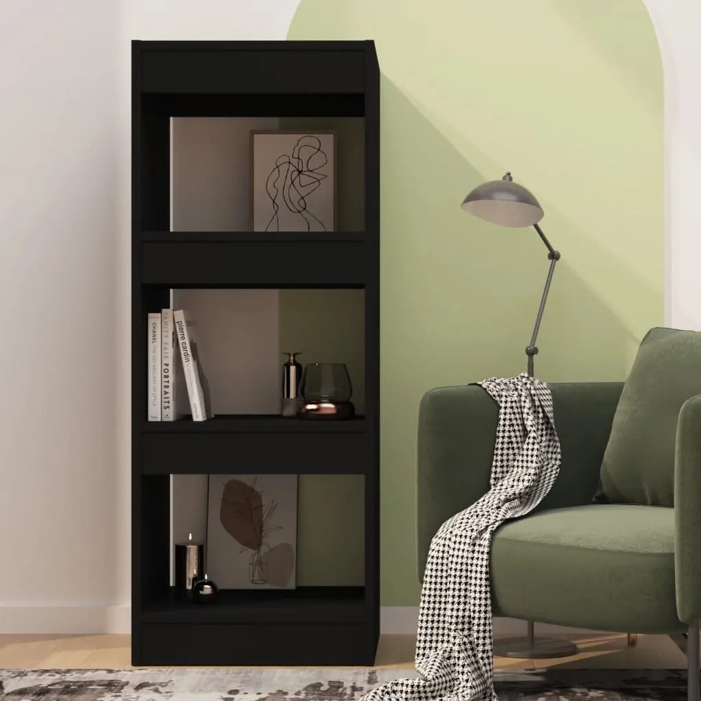 vidaXL Βιβλιοθήκη/Διαχωριστικό Χώρου Μαύρο 40x30x103 εκ. Μοριοσανίδα