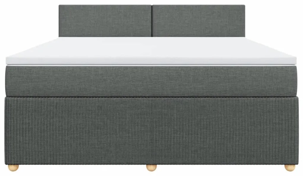 vidaXL Κρεβάτι Boxspring με Στρώμα Σκούρο Γκρι 180x200 εκ Υφασμάτιν
