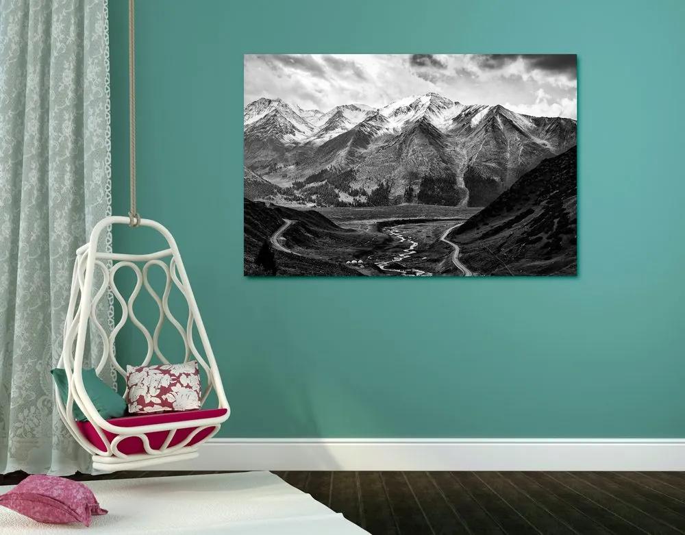 Εικόνα πανέμορφου βουνού σε ασπρόμαυρο - 60x40