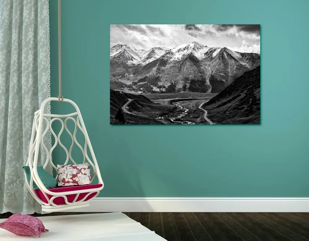 Εικόνα πανέμορφου βουνού σε ασπρόμαυρο - 90x60