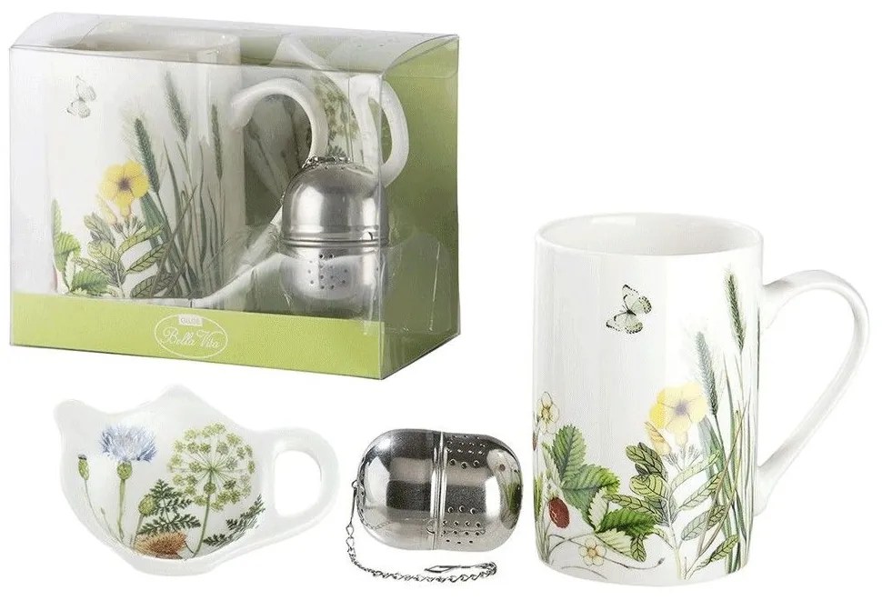 Κούπα Με Φίλτρο Τσαγιού Και Μπωλ (Σετ 3Τμχ) Wild Flowers 49454 Multi Porcelain