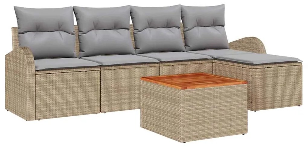 vidaXL Σετ Καναπέ Κήπου 6 pcs μπεζ και ανοιχτό γκρι