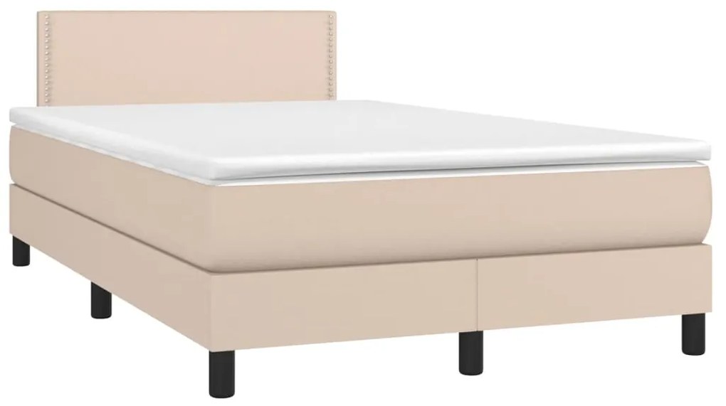 vidaXL Κρεβάτι Boxspring με Στρώμα Καπουτσίνο 120x190εκ.από Συνθ.Δέρμα