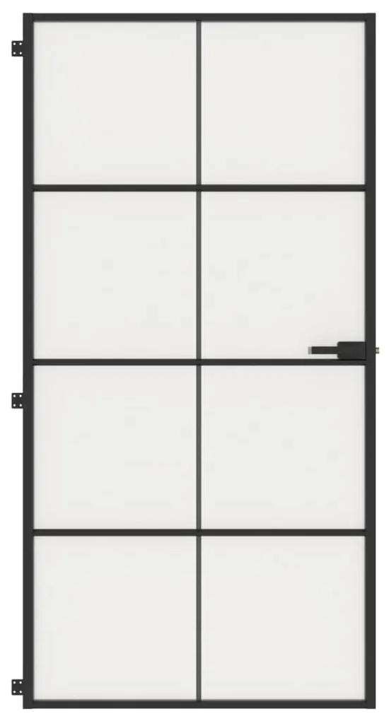 vidaXL Εσωτερική Πόρτα Μαύρη 102,5x201,5 εκ. Ψημένο Γυαλί & Αλουμίνιο