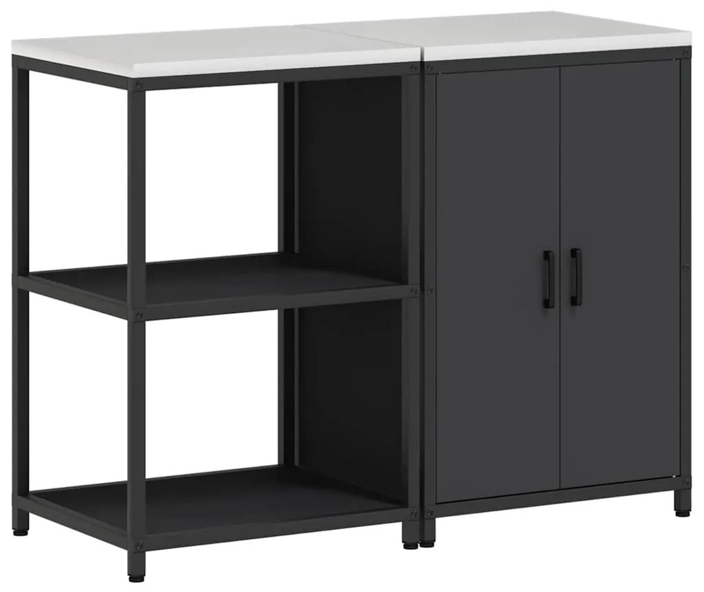 vidaXL Σετ Αποθήκευσης Κουζίνας με ράφι 2 pcs Μαύρο 120 x 50 x 92 εκ.