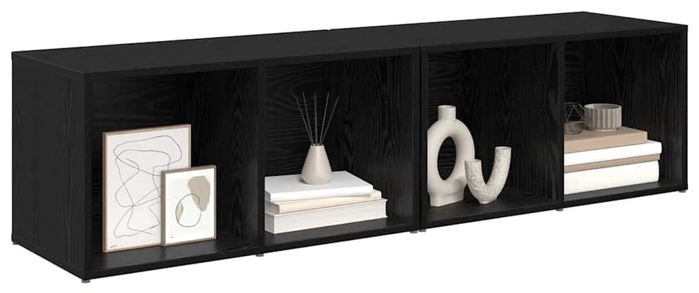 vidaXL Σετ επίπλου τηλεόρασης 2 pcs Μαύρη Οξυά Επεξεργασμένο ξύλο