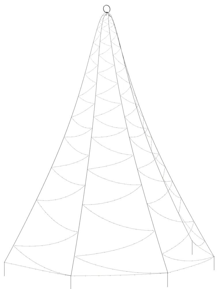 vidaXL Χριστ. Δέντρο Τοίχου Εξ/Εσ. Χώρου Λευκό 5μ.720LED & Μετ. Γάντζο
