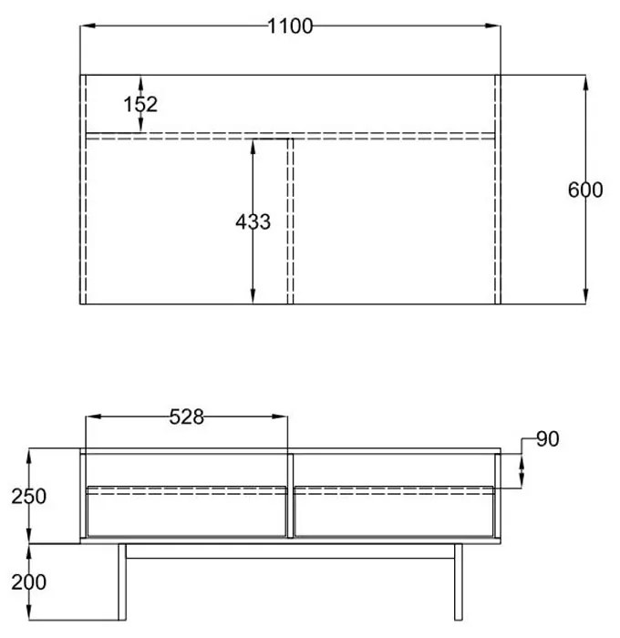 GROOVES COFFEE TABLE 2ΣΥΡΤΑΡΙΑ WOTAN OAK ΓΚΡΙ 110x60xH45cm - Μέταλλο - 04-0893