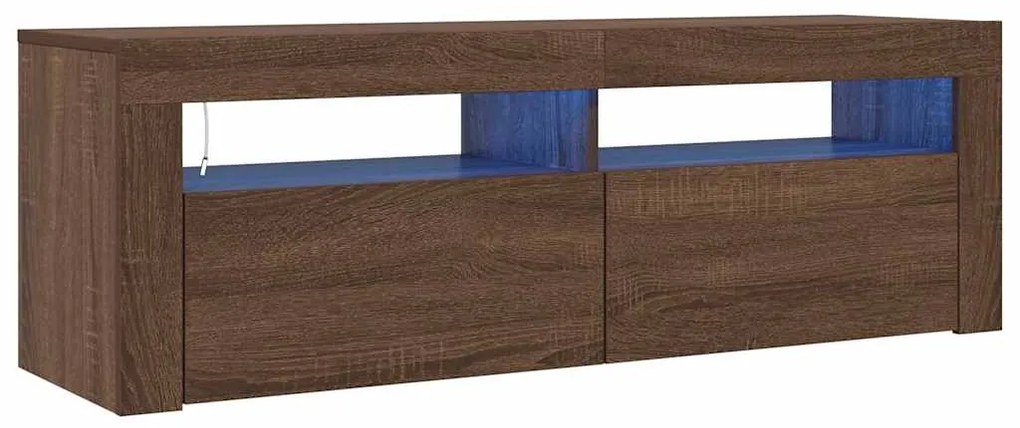 vidaXL Έπιπλο Τηλεόρασης με LED Καφέ Δρυς 120x35x40 εκ.