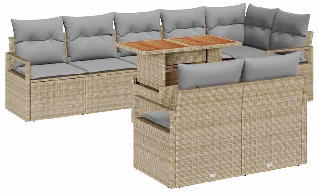 vidaXL Σετ Καναπέ Κήπου με μαξιλάρι 9 pcs Μπεζ, Γκρι 100 x 55 x 73 εκ