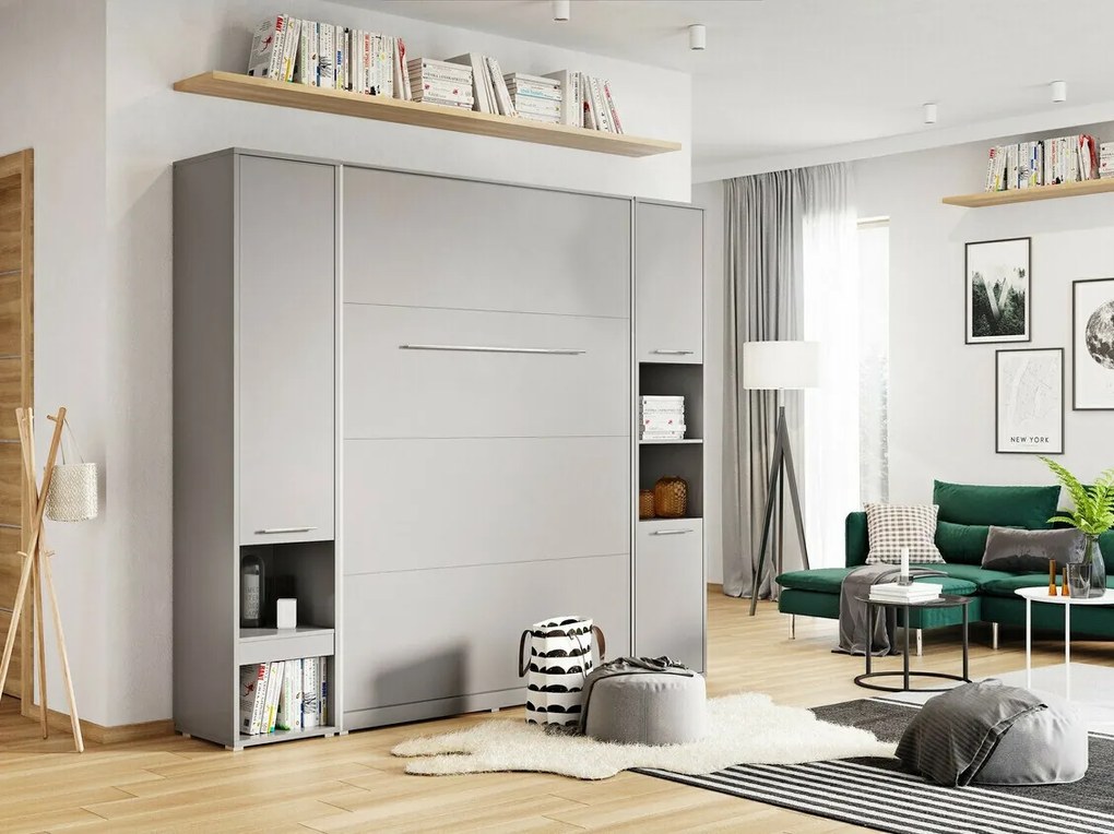 Σετ επίπλων Concept Pro Lenart AH145, Γκρι, Πλαστικοποιημένη μοριοσανίδα, Τάβλες για Κρεβάτι, 140x200, Με κρεβάτι, Με πρόσθετο εξοπλισμό, Ενιαίος, Διπλό