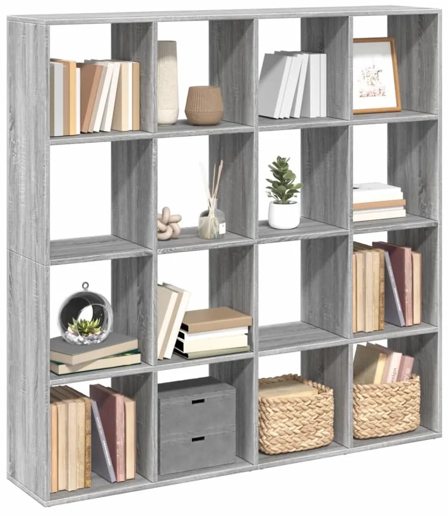 vidaXL Βιβλιοθήκη Γκρι Sonoma 137,5x29x137,5 εκ. Επεξεργασμένο Ξύλο