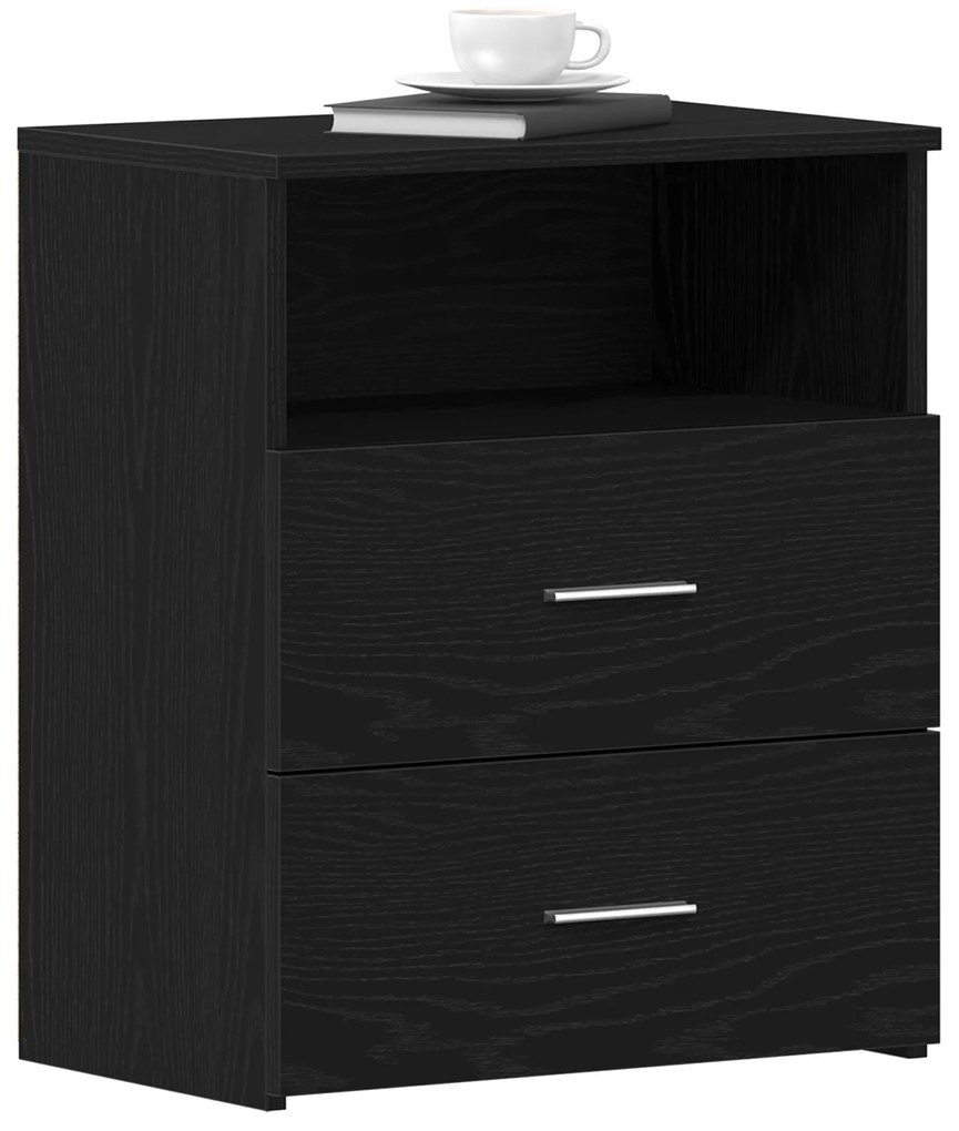 vidaXL Κομοδίνα 2 τμχ Μαύρο Δρυς 50x32x60εκ Επεξεργασμένο Ξύλο