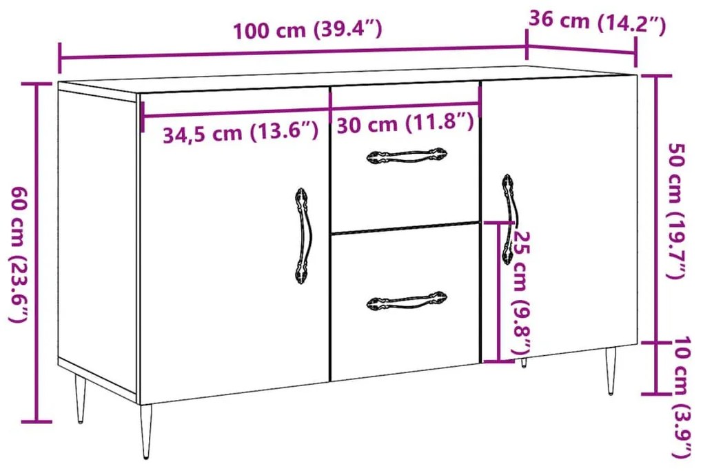 Ντουλάπι Παλαιό Ξύλο 100x36x60 εκ. από Επεξεργασμένο Ξύλο - Καφέ