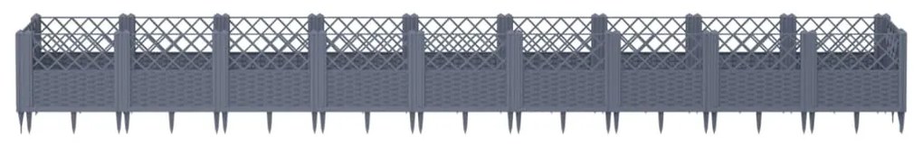 vidaXL Ζαρντινιέρα με Πασσάλους Μπλε Γκρι 363,5x43,5x43,5εκ. Πολυπροπυλένιο