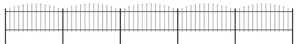 vidaXL Φράχτης Κήπου με Κορυφή Δόρυ από Ατσάλι 892,5x75 εκ. Μαύρος