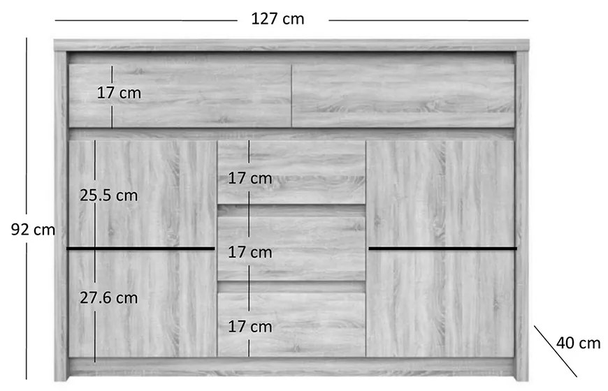 ΜΠΟΥΦΕΣ NORTON 127X40X91.5ΕΚ SONOMA