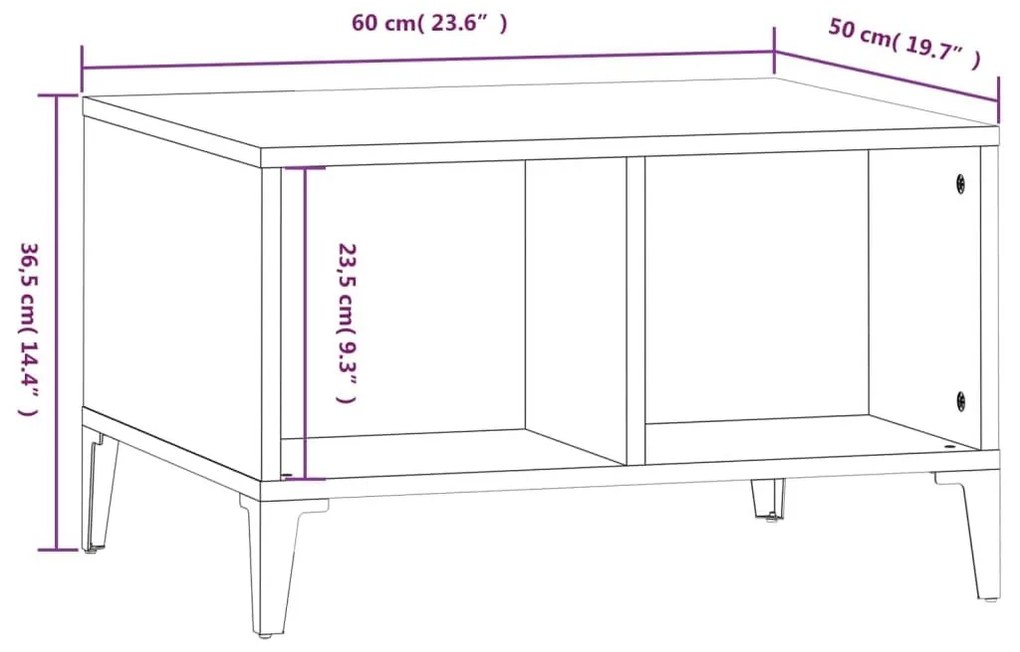 Τραπεζάκι Σαλονιού Sonoma Δρυς 60x50x36,5εκ. Επεξεργασμένο Ξύλο - Καφέ