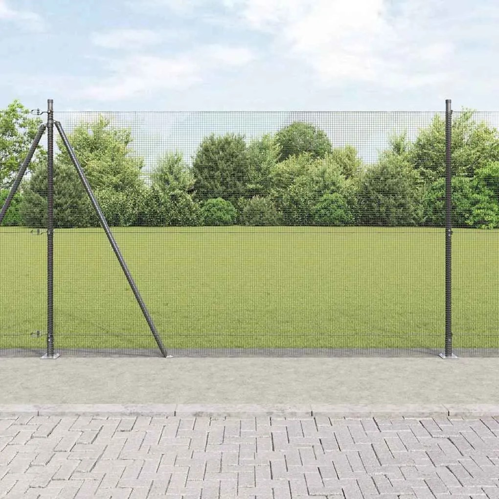 vidaXL Φράχτης με Στήλες. Γκρι 1.5 x 25 m Ατσάλι