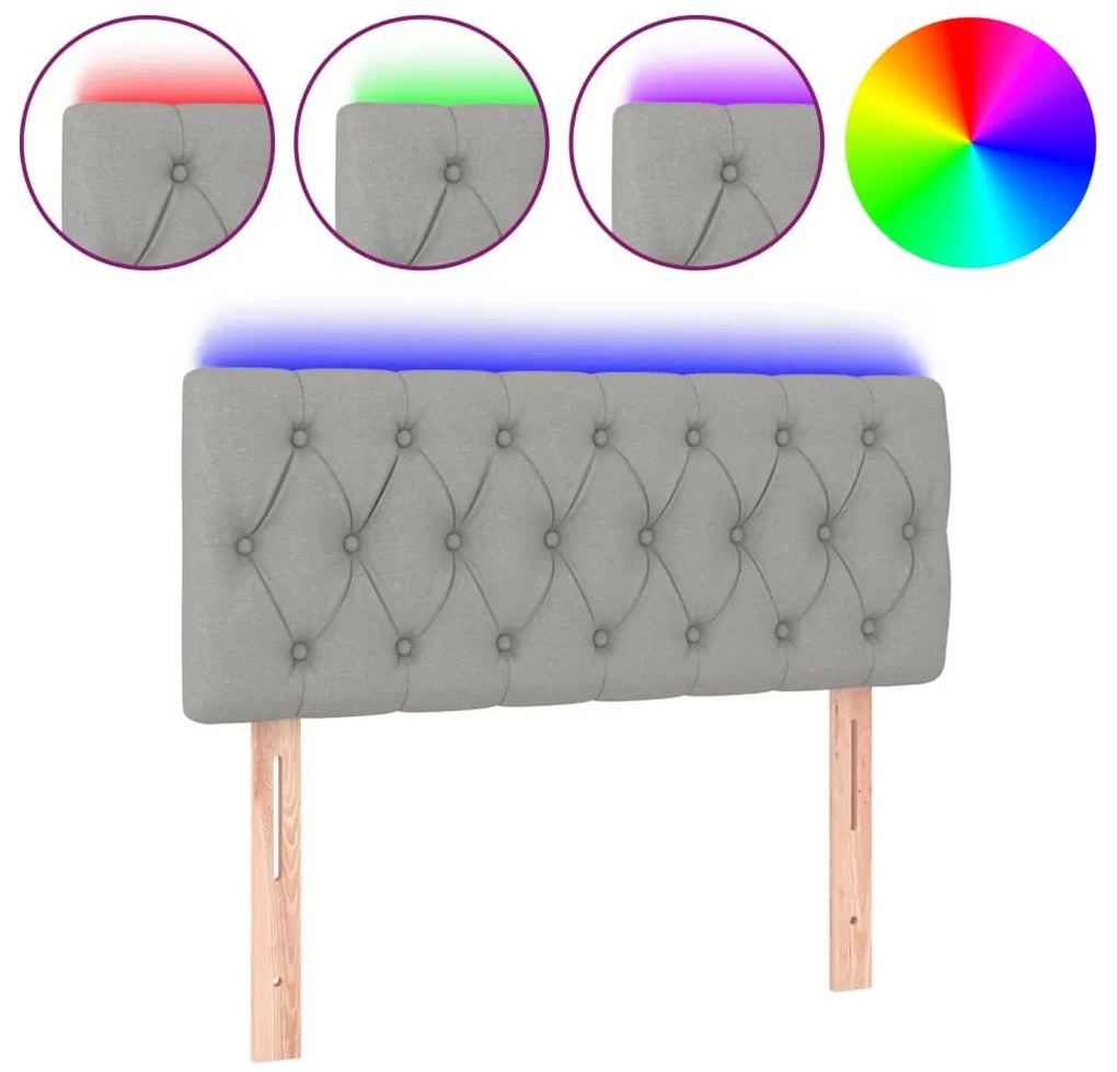 vidaXL Κεφαλάρι Κρεβατιού LED Ανοιχτό Γκρι 100x7x78/88 εκ. Υφασμάτινο