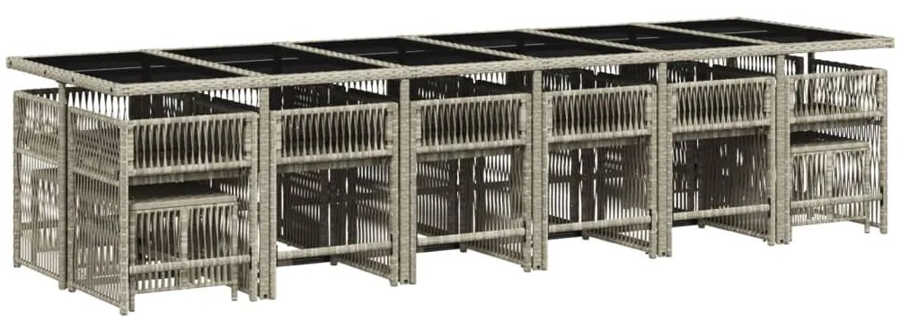 vidaXL Σετ Τραπεζαρίας Κήπου 17 τεμ. Αν. Γκρι Συνθ. Ρατάν με Μαξιλάρια