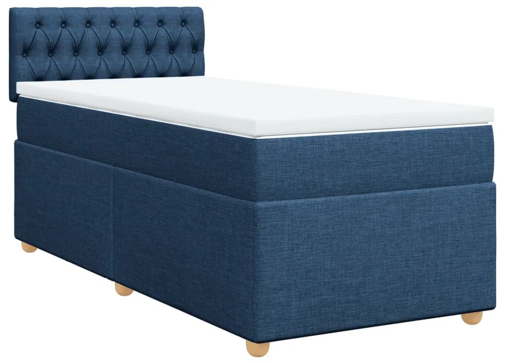 vidaXL Κρεβάτι Boxspring με Στρώμα Μπλε 80x200 εκ. Υφασμάτινο