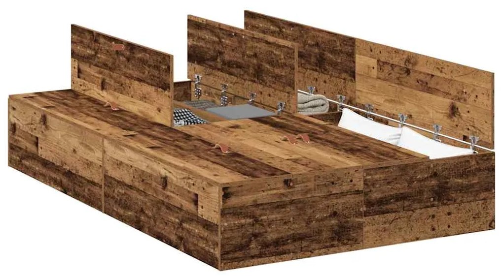 vidaXL Σκελετός Κρεβατιού Παλαιό ξύλο 200 x 180 x 31.5 εκ.