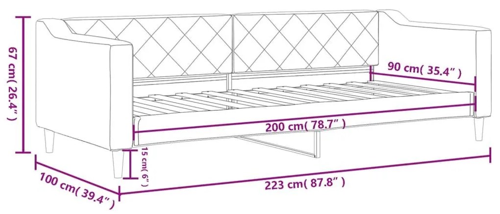 Καναπές Κρεβάτι Κρεμ 90 x 200 εκ. Υφασμάτινος - Κρεμ