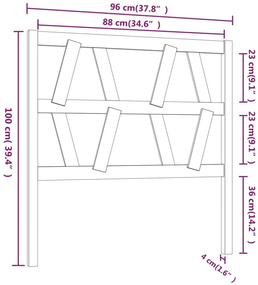 vidaXL Κεφαλάρι Κρεβατιού 96 x 4 x 100 εκ. από Μασίφ Ξύλο Πεύκου