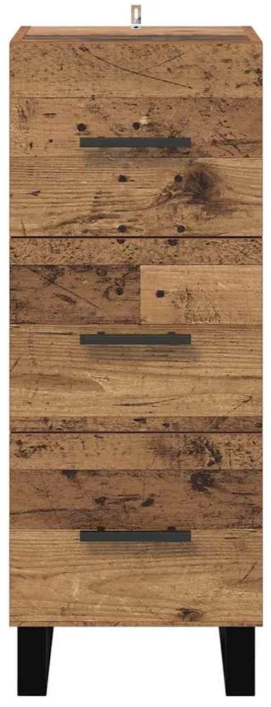 vidaXL Πλαϊνό γραφείο με συρτάρι Παλιό Ξύλο 34,5 x 34 x 90 εκ.