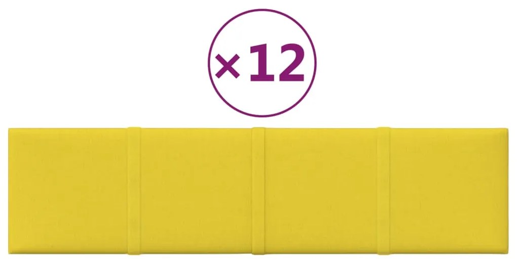 vidaXL Πάνελ Τοίχου 12 τεμ. Ανοιχτό Κίτρινα 60x15εκ. 1,08μ² Υφασμάτινα