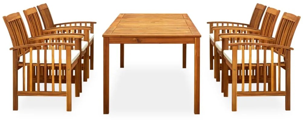 vidaXL Σετ Τραπεζαρίας Κήπου 7 τεμ. Μασίφ Ξύλο Ακακίας με Μαξιλάρια