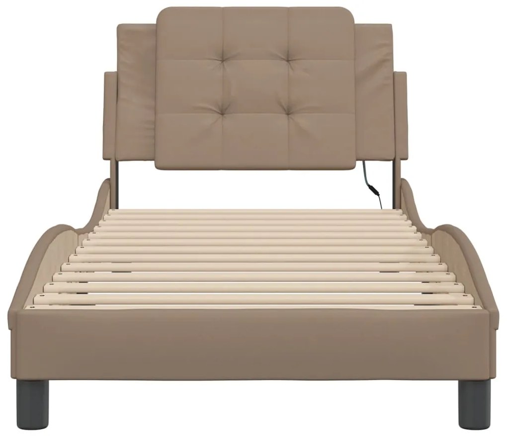 vidaXL Πλαίσιο Κρεβατιού με LED Χωρίς Στρώμα Zadar Καπουτσίνο 90x190 εκ.