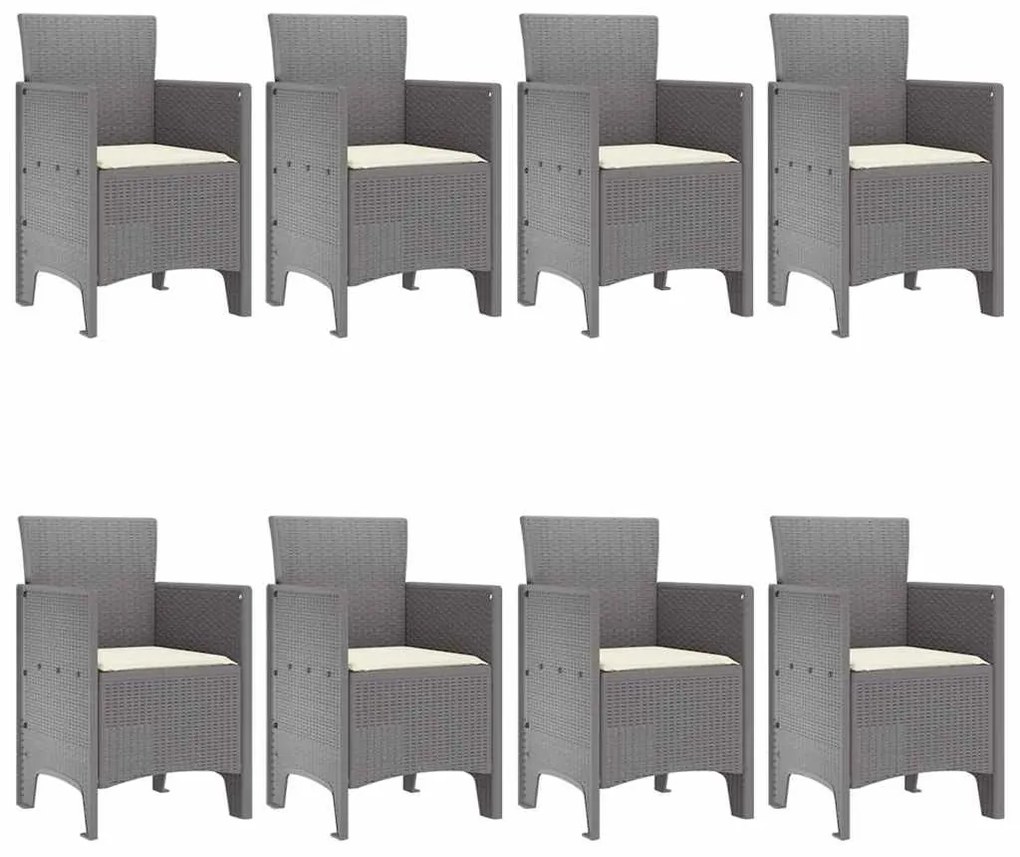 vidaXL Σέτ φαγητού για κήπο 9 pcs Ανοιχτό γκρι Rattan Polt